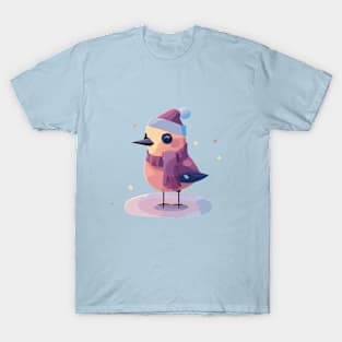 Whimsical winter whispers - Little bird and twinkling little stars T-Shirt